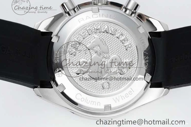 0516 Speedmaster Racing Master SS HKF Best Edition White Black Dial on Black Rubber Strap A Effortless 7813